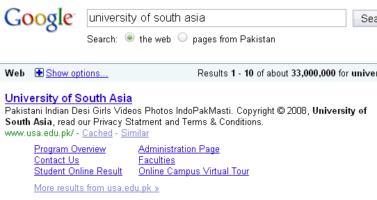 univ univ University of South Asia, Lahore Promoting Porn or What?